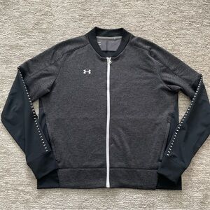 Under Armour Jacket Womens 2XL Gray Qualifier Warm Up Hybrid Full-Zip COLDGEAR
